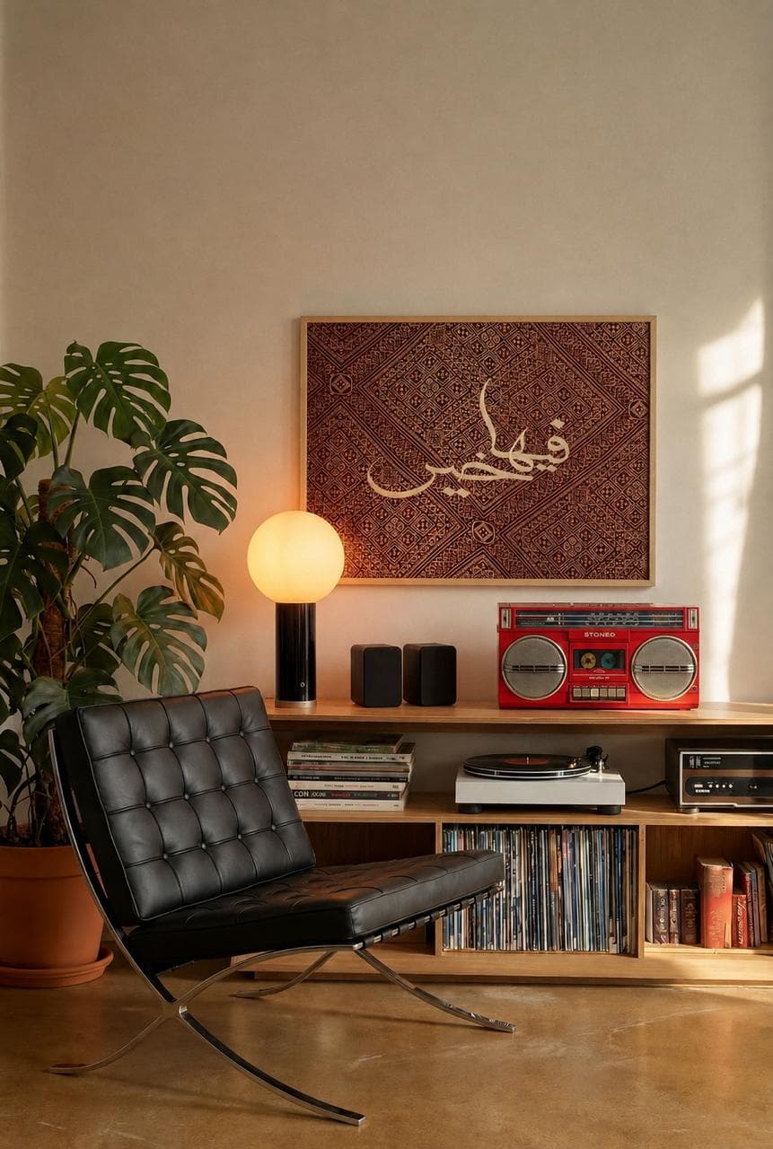 Détail de la calligraphie du tableau FIHA KHIR